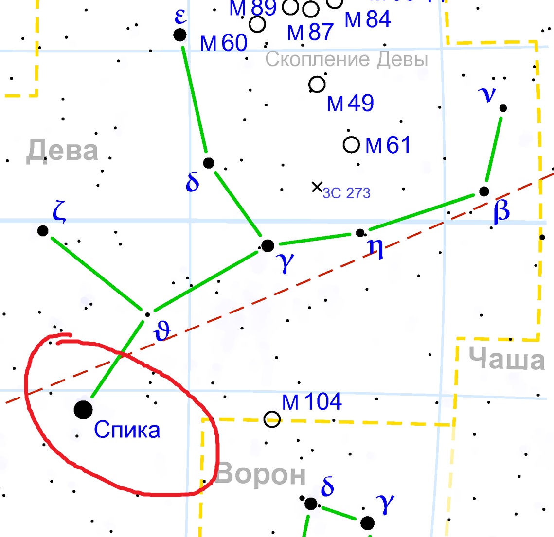 Дева созвездие схема с названиями звезд